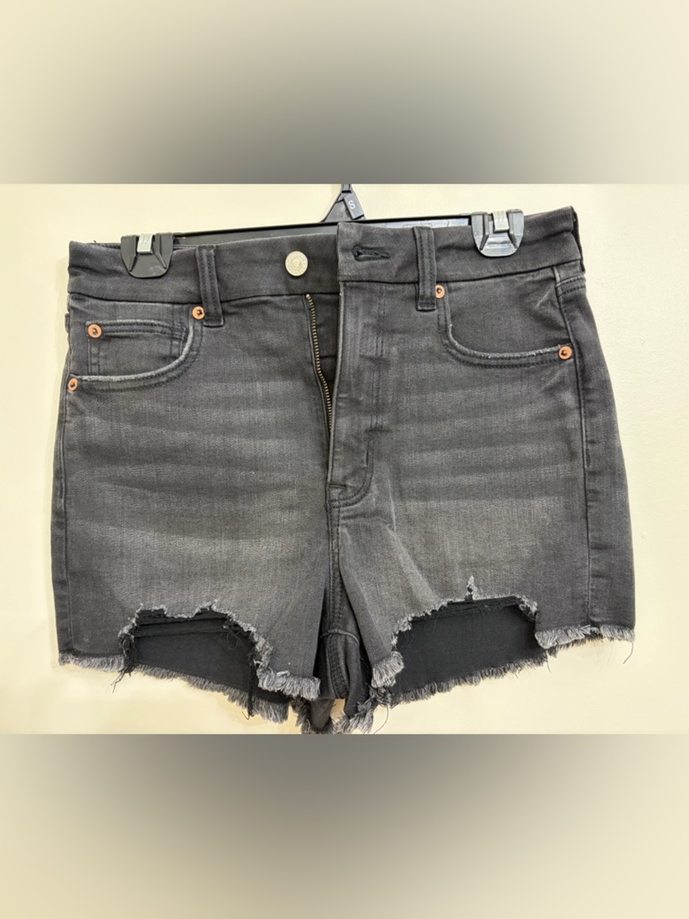 American Eagle Outfitters Charcoal Black Frayed Hem Jean Shorts